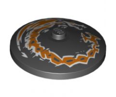 Dish 4 x 4 Inverted (Radar) with Solid Stud with Dragon Orange and White Pattern