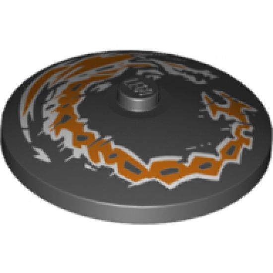 Dish 4 x 4 Inverted (Radar) with Solid Stud with Dragon Orange and White Pattern
