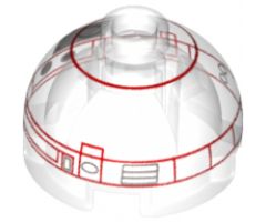 Brick, Round 2 x 2 Dome Top with Red Rectangle Borders Pattern (Imperial Astromech Droid)