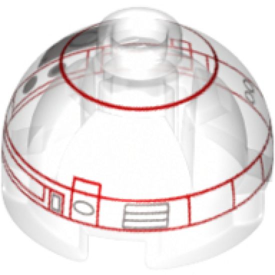 Brick, Round 2 x 2 Dome Top with Red Rectangle Borders Pattern (Imperial Astromech Droid)