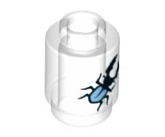 Brick, Round 1 x 1 with Black and Metallic Light Blue Stag Beetle Pattern