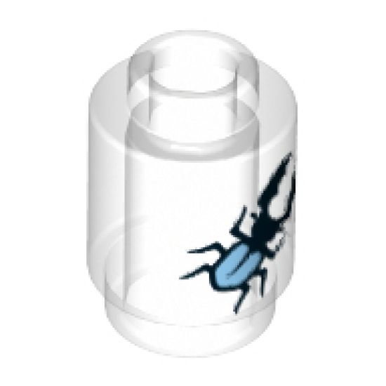 Brick, Round 1 x 1 with Black and Metallic Light Blue Stag Beetle Pattern