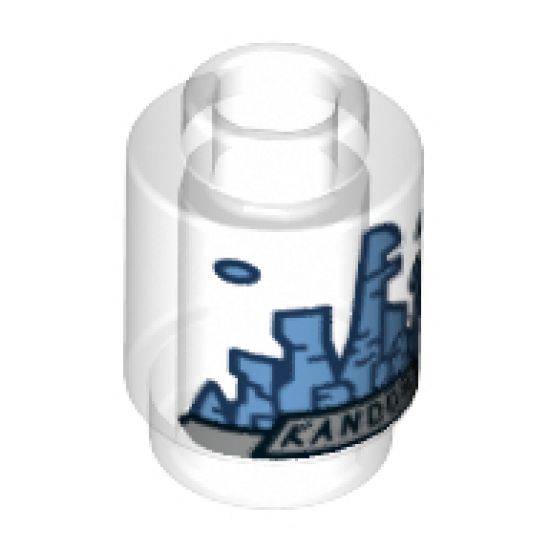 Brick, Round 1 x 1 with Medium Blue and Gold Kandor Skyline Pattern