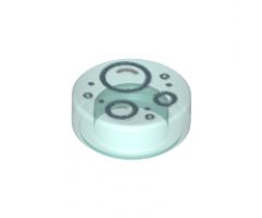 Tile, Round 1 x 1 with Metallic Light Blue Bubbles Pattern