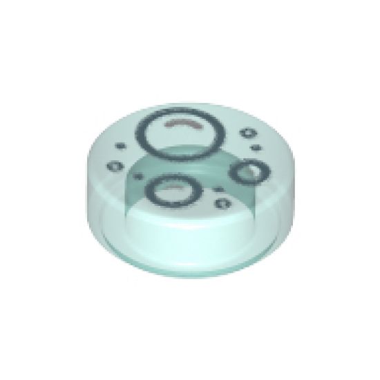 Tile, Round 1 x 1 with Metallic Light Blue Bubbles Pattern