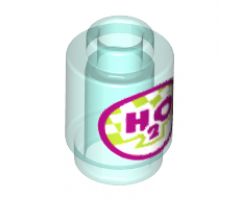 Brick, Round 1 x 1 with Magenta 'H2O' and Circle with Lime and White Checkered Pattern