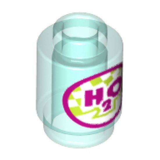Brick, Round 1 x 1 with Magenta 'H2O' and Circle with Lime and White Checkered Pattern