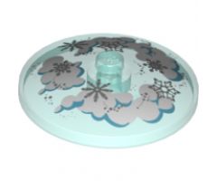 Dish 4 x 4 Inverted (Radar) with Solid Stud with Clouds and Snowflakes Pattern
