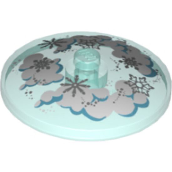 Dish 4 x 4 Inverted (Radar) with Solid Stud with Clouds and Snowflakes Pattern