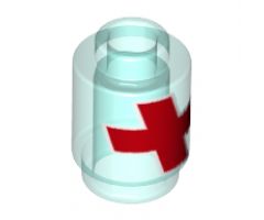 Brick, Round 1 x 1 with Red Cross with White Outline Pattern (Overwatch Health Pack)