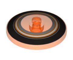 Dish 4 x 4 Inverted (Radar) with Solid Stud with Black, Orange and Metallic Silver Circles Pattern