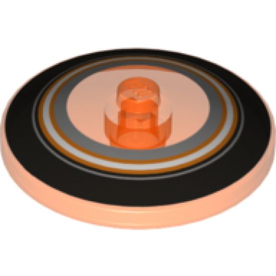 Dish 4 x 4 Inverted (Radar) with Solid Stud with Black, Orange and Metallic Silver Circles Pattern