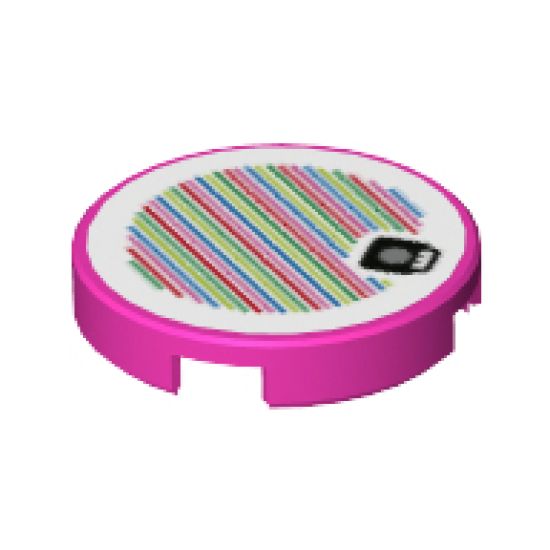 Tile, Round 2 x 2 with Bottom Stud Holder with Super Mario Scanner Code Poison Mushroom Pattern (Sticker) - Set 71386
