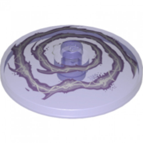 Dish 4 x 4 Inverted (Radar) with Solid Stud with White and Lavender Lightning Swirl Pattern