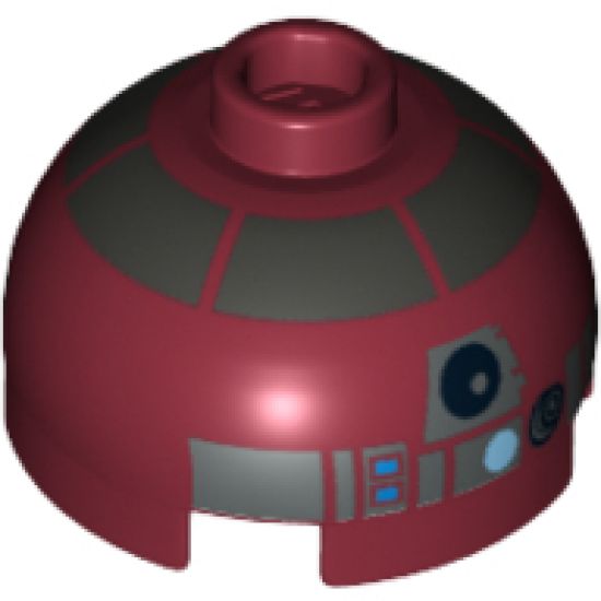 Brick, Round 2 x 2 Dome Top with Silver Pattern (R4-P17)