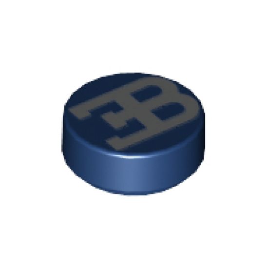 Tile, Round 1 x 1 with Silver Bugatti Logo Pattern