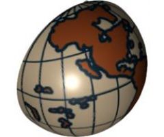 Cylinder Hemisphere 2 x 2 with Cutout with the Americas and South Pacific Reddish Brown Globe Pattern