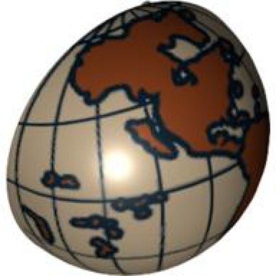 Cylinder Hemisphere 2 x 2 with Cutout with the Americas and South Pacific Reddish Brown Globe Pattern