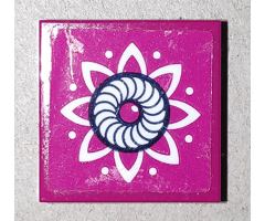 Tile, Modified 2 x 2 Inverted with White Flower Petals and Dots Pattern (Sticker) - 41173
