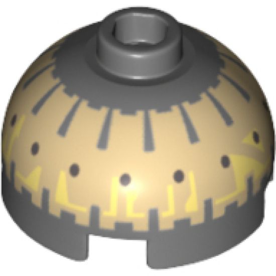 Brick, Round 2 x 2 Dome Top with Black Spots on Tan Pattern (Buzz Droid)