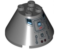 Cone 4 x 4 x 2 with Axle Hole and Hatches and Handles Pattern