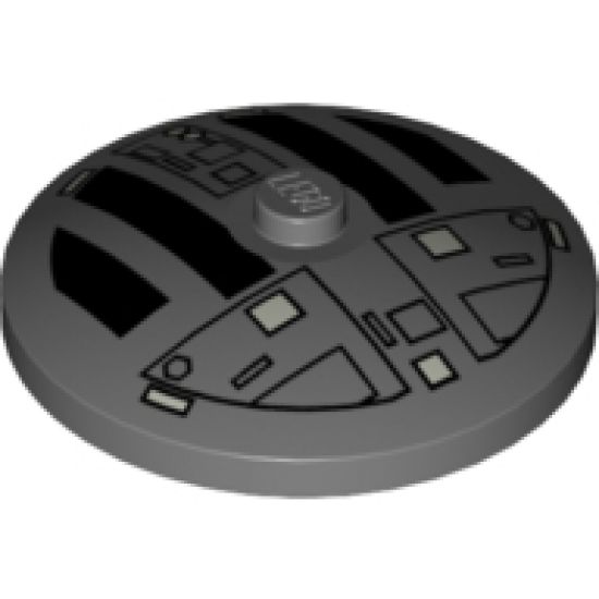 Dish 4 x 4 Inverted (Radar) with Solid Stud with Star Wars TIE Hatch Black and White Pattern