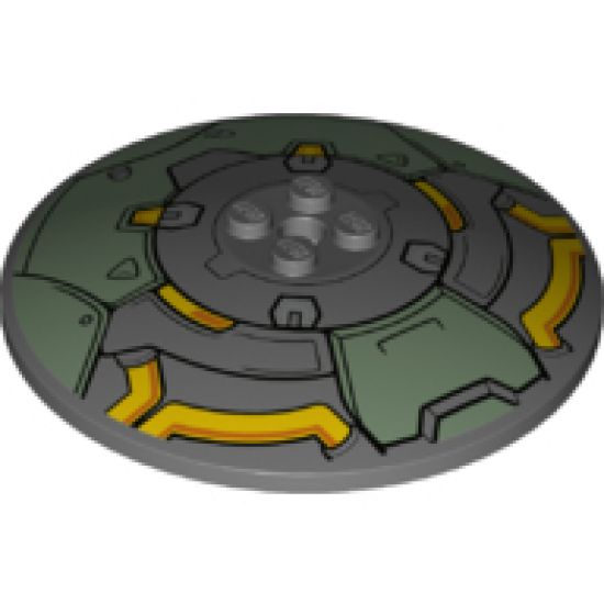 Dish 8 x 8 Inverted (Radar) with Sand Green Metal Plates and Orange Hoses Pattern