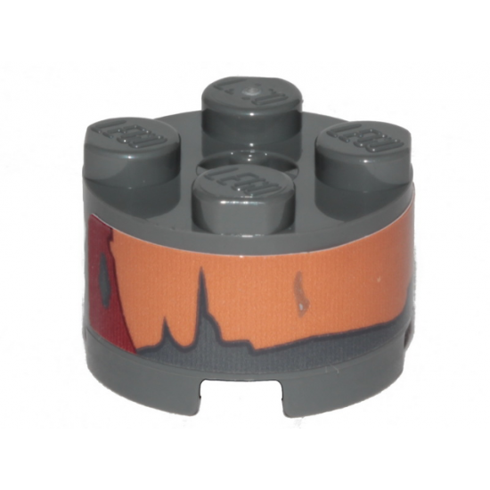 Brick, Round 2 x 2 with Axle Hole with SW Landspeeder Nougat and Dark Red Peeling Paint Pattern (Sticker) - Set 75271