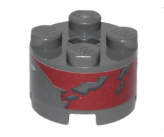 Brick, Round 2 x 2 with Axle Hole with SW Landspeeder Dark Red Peeling Paint Pattern (Sticker) - Set 75271
