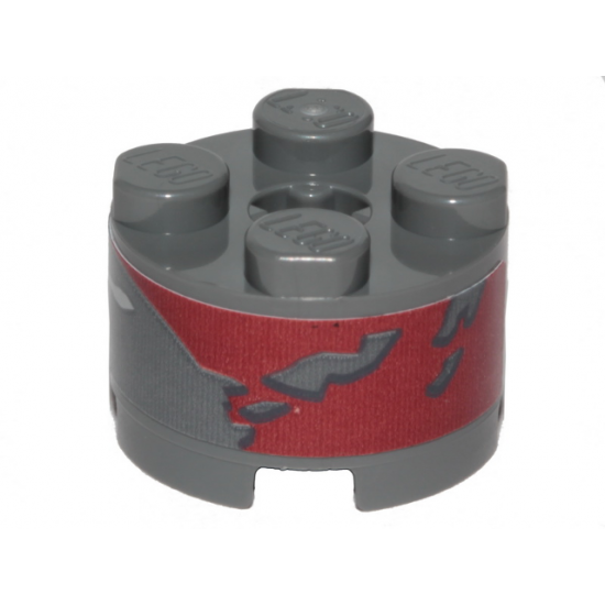 Brick, Round 2 x 2 with Axle Hole with SW Landspeeder Dark Red Peeling Paint Pattern (Sticker) - Set 75271