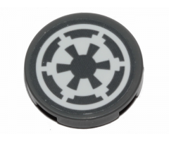 Tile, Round 2 x 2 with Bottom Stud Holder with SW Imperial Logo on Dark Bluish Gray Background Pattern (Sticker) - Set 75262