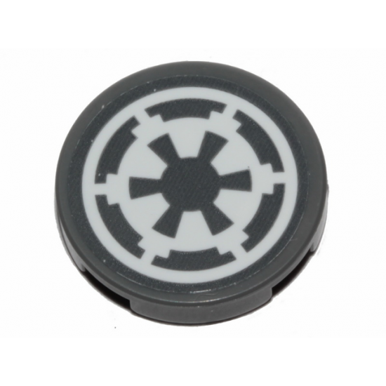 Tile, Round 2 x 2 with Bottom Stud Holder with SW Imperial Logo on Dark Bluish Gray Background Pattern (Sticker) - Set 75262