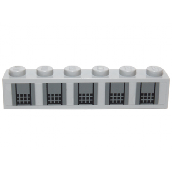 Brick 1 x 6 with Dark Bluish Gray Squares and Black Grids Pattern (Sticker) - Set 10195