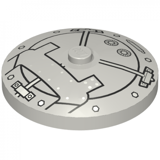 Dish 4 x 4 Inverted (Radar) with Solid Stud with Vault Door Pattern