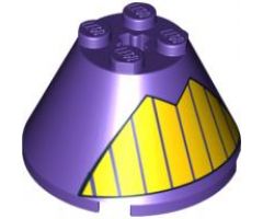 Cone 4 x 4 x 2 with Axle Hole and Yellow Teeth Pattern (Zurg)