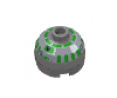 Brick, Round 2 x 2 Dome Top with Green Pattern (R3-D5)