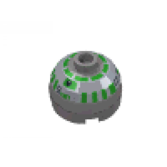 Brick, Round 2 x 2 Dome Top with Green Pattern (R3-D5)