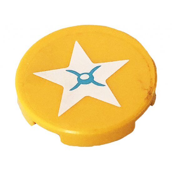 Tile, Round 2 x 2 with Bottom Stud Holder with Star Seat Cushion Pattern (Sticker) - Set 41232