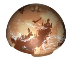 Cylinder Hemisphere 11 x 11, Studs on Top with Tatooine Dark Red / Dark Tan / White Planet Pattern (9675)