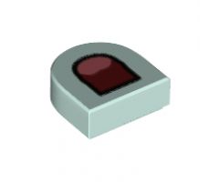 Tile, Round 1 x 1 Half Circle Extended (Stadium) with Coral Tongue and Dark Red Mouth Pattern