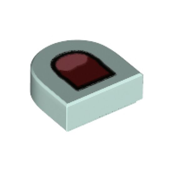 Tile, Round 1 x 1 Half Circle Extended (Stadium) with Coral Tongue and Dark Red Mouth Pattern