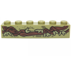 Brick 1 x 6 with Vines and Leaves Pattern Right Side (Sticker) - Set 70014