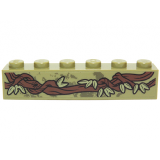 Brick 1 x 6 with Vines and Leaves Pattern Right Side (Sticker) - Set 70014