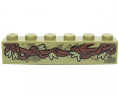 Brick 1 x 6 with Vines and Leaves Pattern Left Side (Sticker) - Set 70014