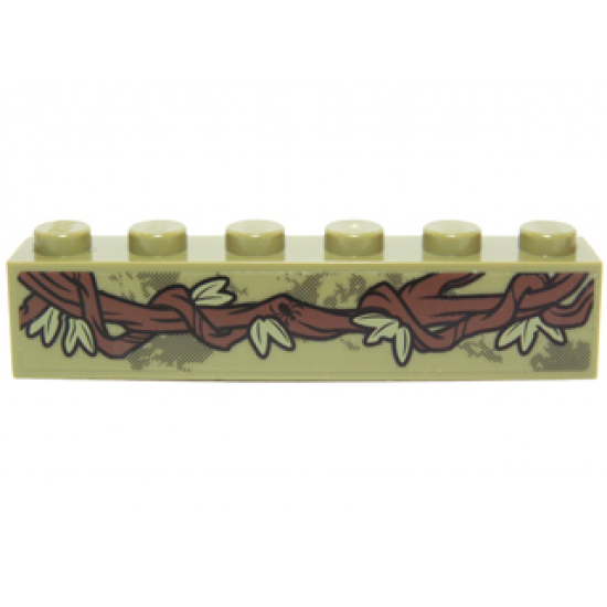 Brick 1 x 6 with Vines and Leaves Pattern Left Side (Sticker) - Set 70014