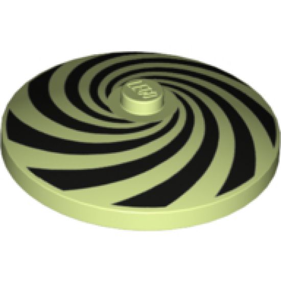 Dish 4 x 4 Inverted (Radar) with Solid Stud with Spiral Segments Black Pattern
