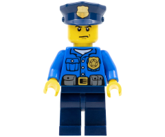Police - City Officer, Gold Badge, Police Hat, Scowl