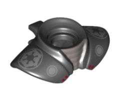 Minifigure, Body Wear Armor Shoulder Pads Rounded with Neck Protection and Clip on Back with Silver SW Imperial Logo Pattern