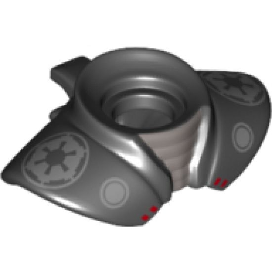 Minifigure, Body Wear Armor Shoulder Pads Rounded with Neck Protection and Clip on Back with Silver SW Imperial Logo Pattern