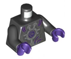 Torso Robot with Silver Framework, Dark Purple Wires and Center Swirl Pattern / Black Arms / Dark Purple Hands